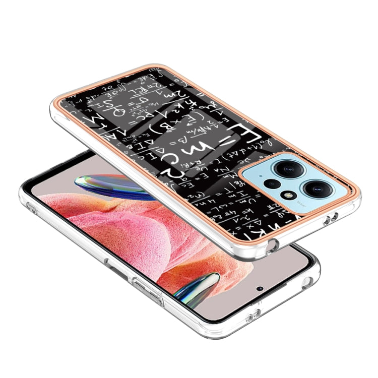 For Xiaomi Redmi Note 12 4G Electroplating Marble Dual-side IMD Phone Case(Equation) - Xiaomi Cases by buy2fix | Online Shopping UK | buy2fix