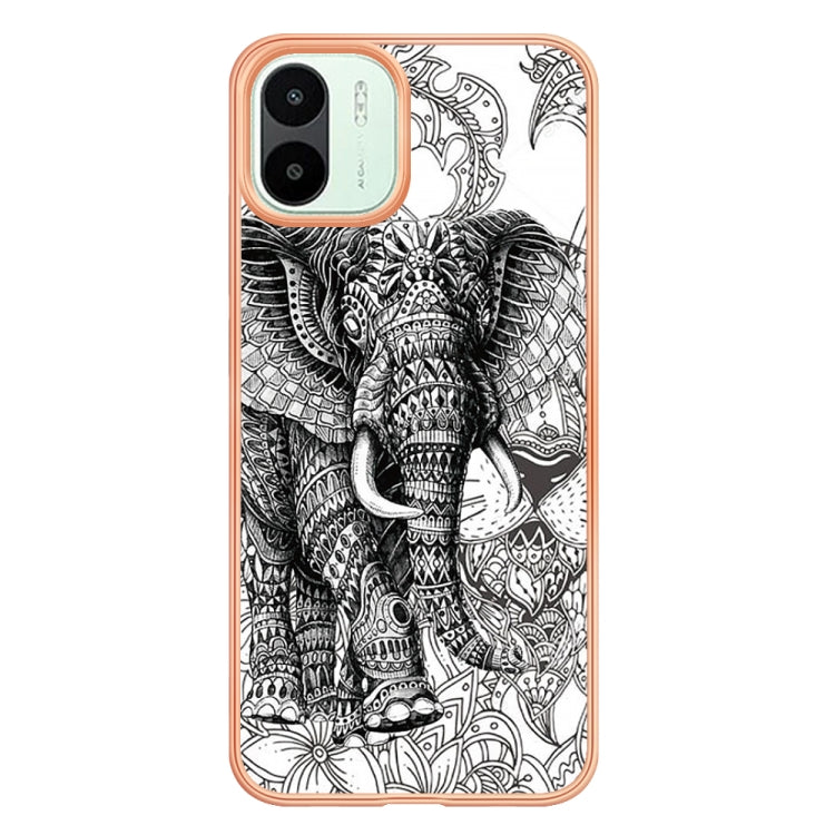 For Xiaomi Redmi A1 Electroplating Marble Dual-side IMD Phone Case(Totem Elephant) - Xiaomi Cases by buy2fix | Online Shopping UK | buy2fix