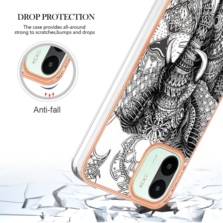 For Xiaomi Redmi A1 Electroplating Marble Dual-side IMD Phone Case(Totem Elephant) - Xiaomi Cases by buy2fix | Online Shopping UK | buy2fix