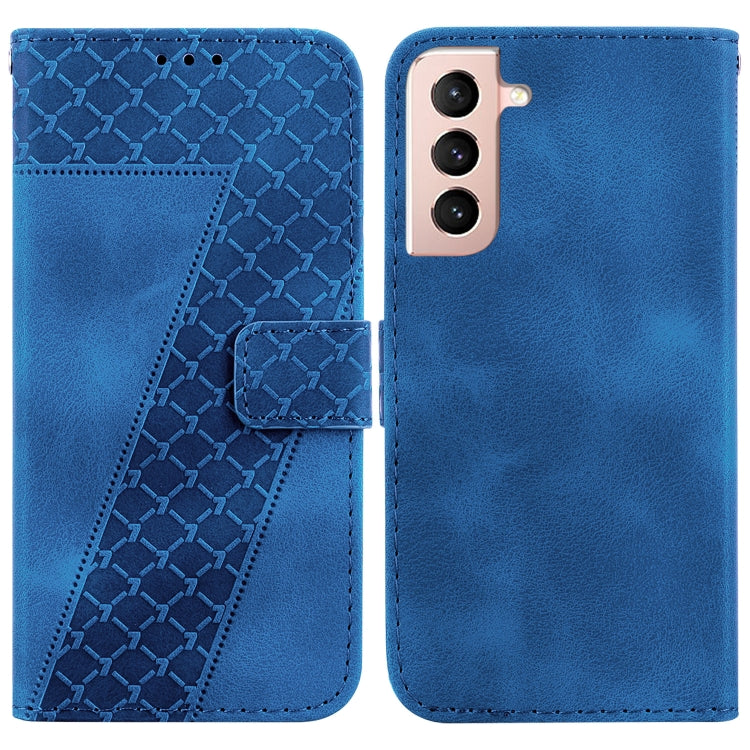 For Samsung Galaxy S22+ 5G 7-shaped Embossed Leather Phone Case(Blue) - Galaxy S22+ 5G Cases by buy2fix | Online Shopping UK | buy2fix