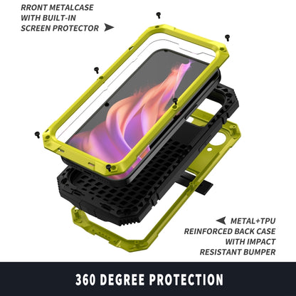 For iPhone 15 R-JUST Shockproof Life Waterproof Dust-proof Metal + Silicone Phone Case with Holder(Yellow) - iPhone 15 Cases by R-JUST | Online Shopping UK | buy2fix