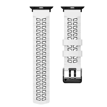 For Apple Watch Series 7 45mm Twill Dual-row Buckle Silicone Watch Band(White Black) - Watch Bands by buy2fix | Online Shopping UK | buy2fix