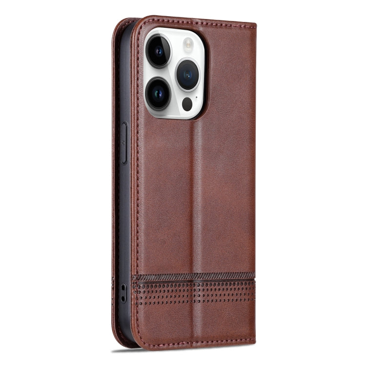 For iPhone 16 Pro Max AZNS Magnetic Calf Texture Flip Leather Phone Case(Dark Brown) - iPhone 16 Pro Max Cases by AZNS | Online Shopping UK | buy2fix