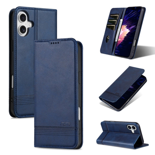 For iPhone 16 Plus AZNS Magnetic Calf Texture Flip Leather Phone Case(Dark Blue) - iPhone 16 Plus Cases by AZNS | Online Shopping UK | buy2fix