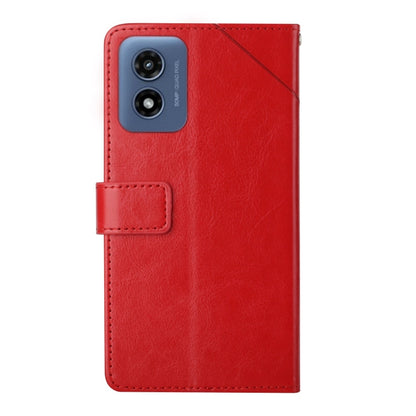 For Motorola Moto G Play 4G 2024 HT01 Y-shaped Pattern Flip Leather Phone Case(Red) - Motorola Cases by buy2fix | Online Shopping UK | buy2fix