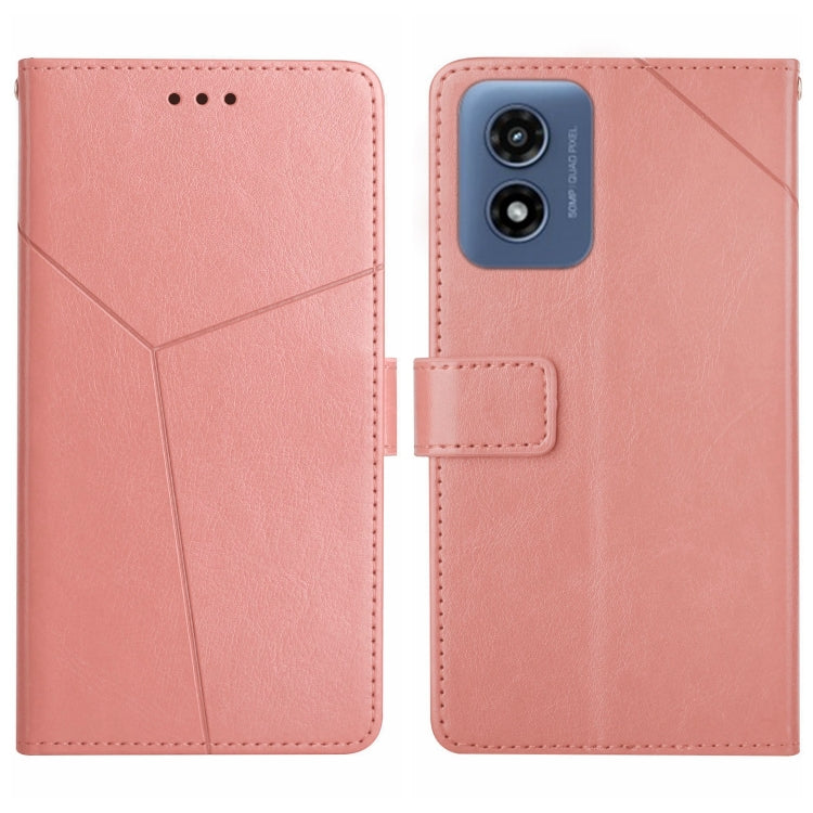 For Motorola Moto G Play 5G 2024 HT01 Y-shaped Pattern Flip Leather Phone Case(Pink) - Motorola Cases by buy2fix | Online Shopping UK | buy2fix