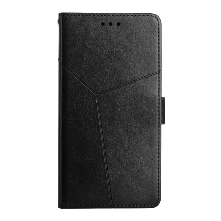 For Motorola Moto G Play 5G 2024 HT01 Y-shaped Pattern Flip Leather Phone Case(Black) - Motorola Cases by buy2fix | Online Shopping UK | buy2fix