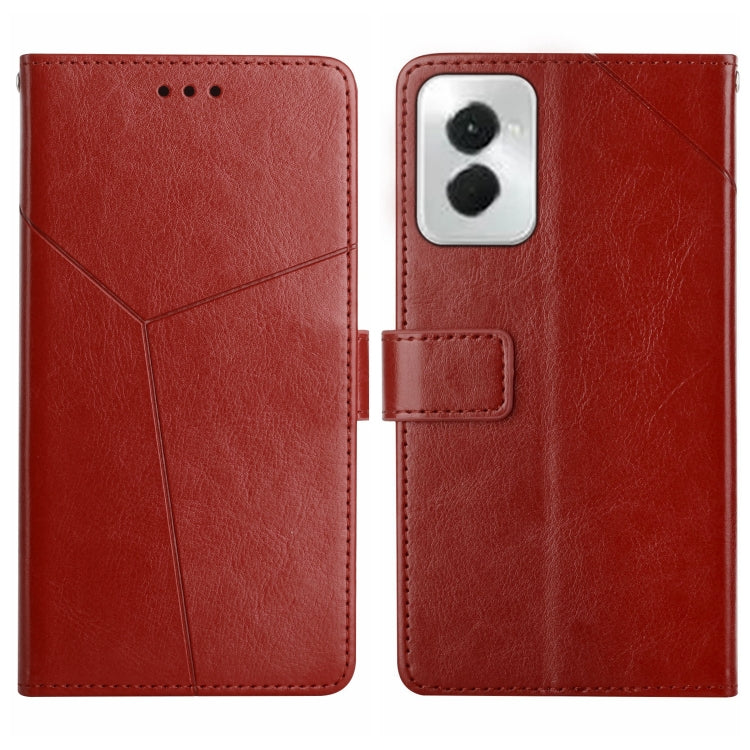 For Motorola Moto G Power 5G 2024 HT01 Y-shaped Pattern Flip Leather Phone Case(Brown) - Motorola Cases by buy2fix | Online Shopping UK | buy2fix