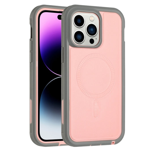 For iPhone 14 Pro Defender Series XT MagSafe Magnetic PC + TPU Shockproof Phone Case(Pink+Grey) - iPhone 14 Pro Cases by buy2fix | Online Shopping UK | buy2fix