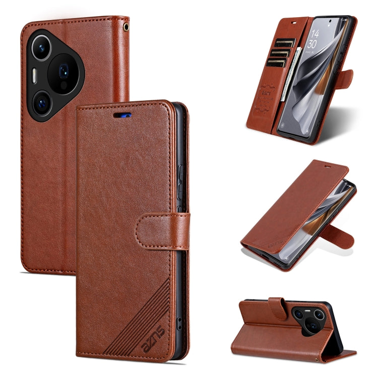 For Huawei Pura 70 Pro / 70 Pro+ AZNS Sheepskin Texture Flip Leather Phone Case(Brown) - Huawei Cases by AZNS | Online Shopping UK | buy2fix