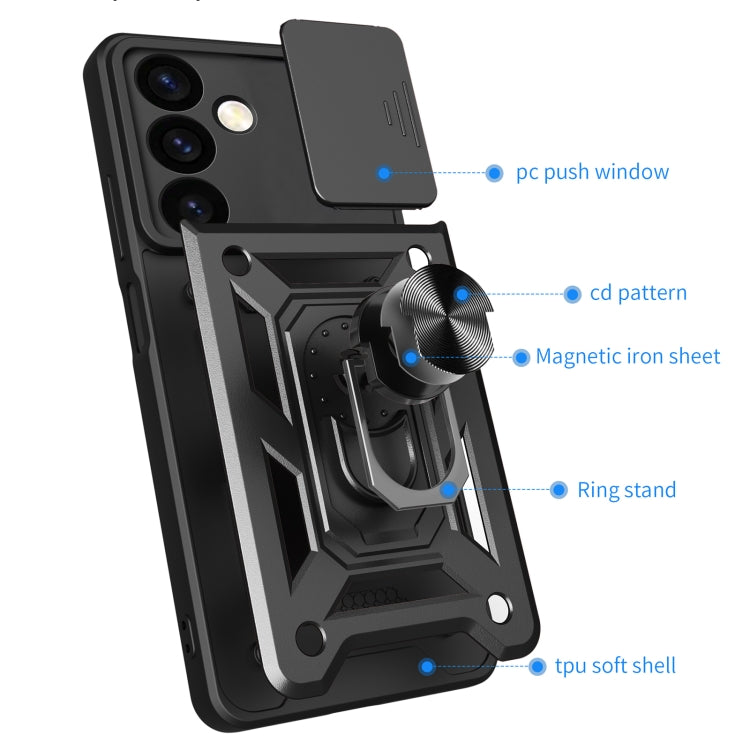 For Samsung Galaxy S24+ 5G Sliding Camera Cover Design TPU+PC Phone Case(Black) - Galaxy S24+ 5G Cases by buy2fix | Online Shopping UK | buy2fix