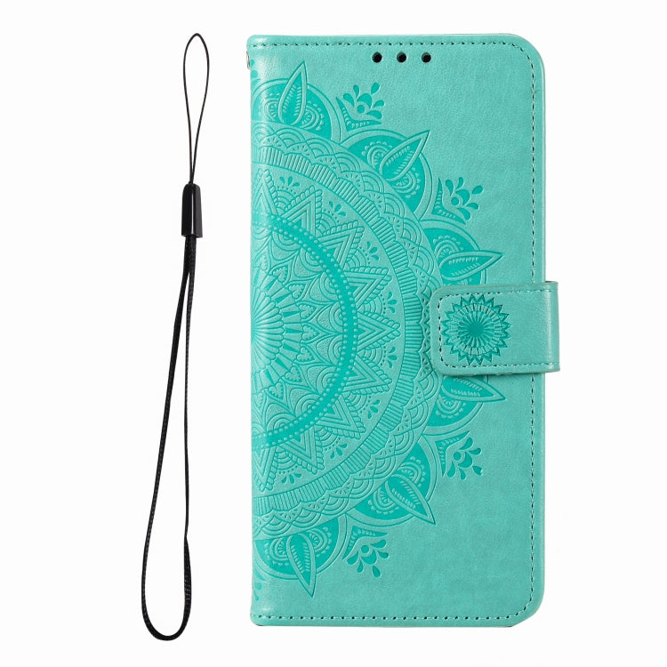 For iPhone 16 Totem Flower Embossed Leather Phone Case(Green) - iPhone 16 Cases by buy2fix | Online Shopping UK | buy2fix