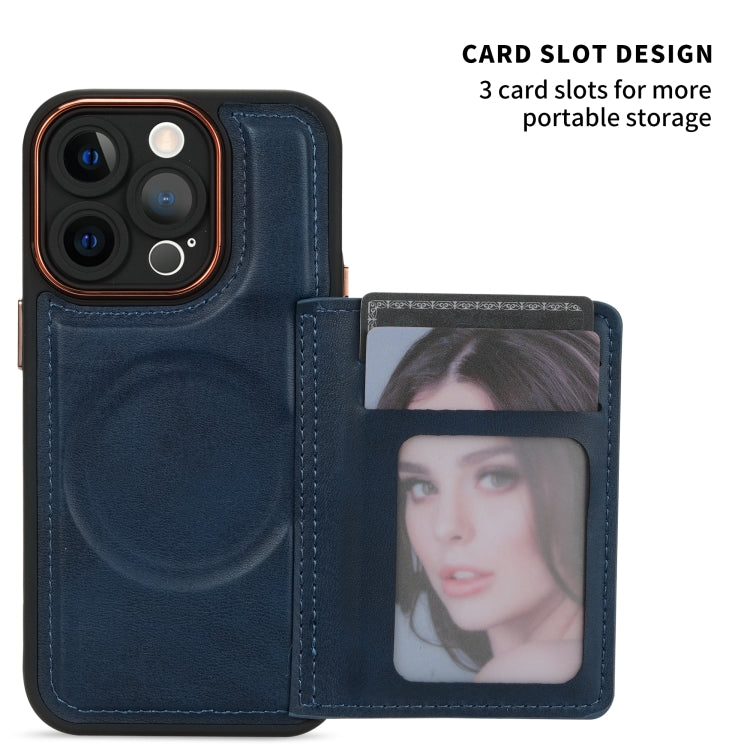 For iPhone 13 Pro Multifunctional Magsafe Magnetic Card Bag Phone Case(Blue) - iPhone 13 Pro Cases by buy2fix | Online Shopping UK | buy2fix