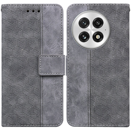 For OnePlus 13 Geometric Embossed Leather Phone Case(Grey) - OnePlus Cases by buy2fix | Online Shopping UK | buy2fix