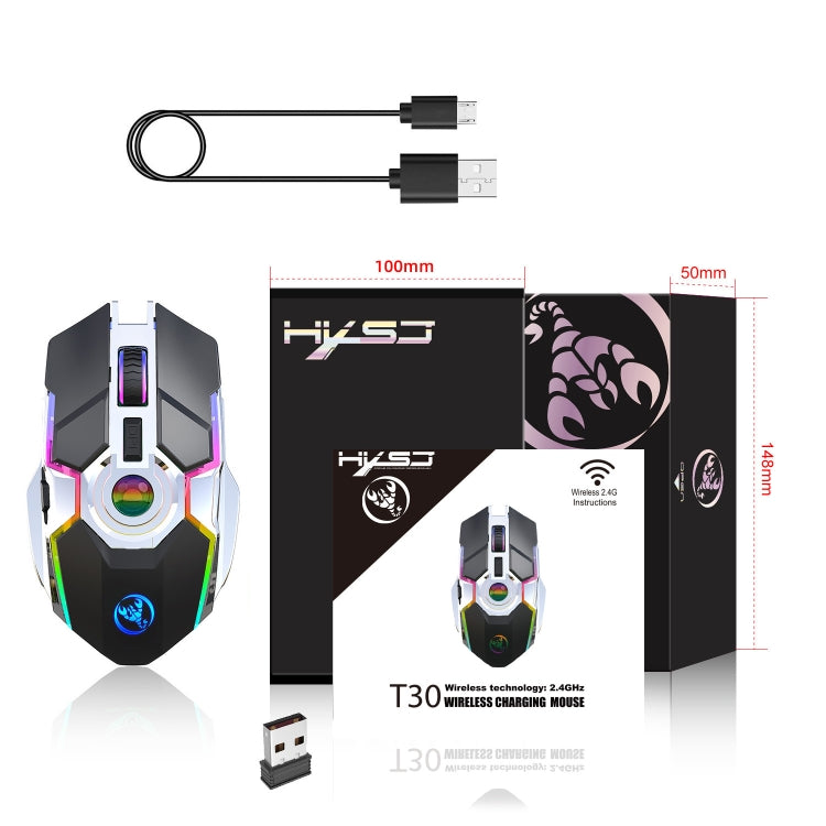 HXSJ T30 2400DPI RGB 2.4GHz Wireless Mouse(Black) - Wireless Mice by HXSJ | Online Shopping UK | buy2fix