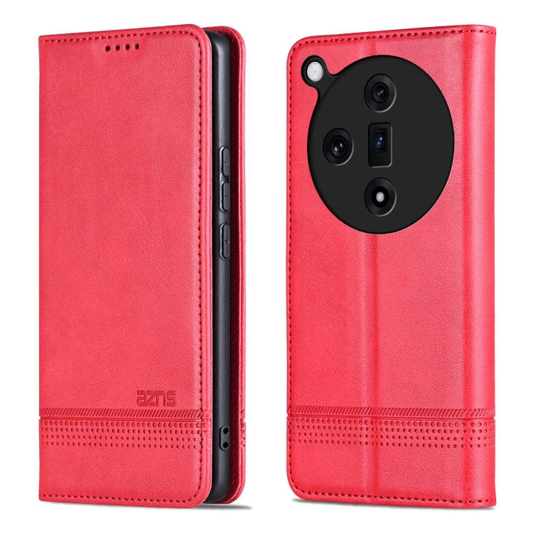 For OPPO Find X7 AZNS Magnetic Calf Texture Flip Leather Phone Case(Red) - Find X7 Cases by AZNS | Online Shopping UK | buy2fix