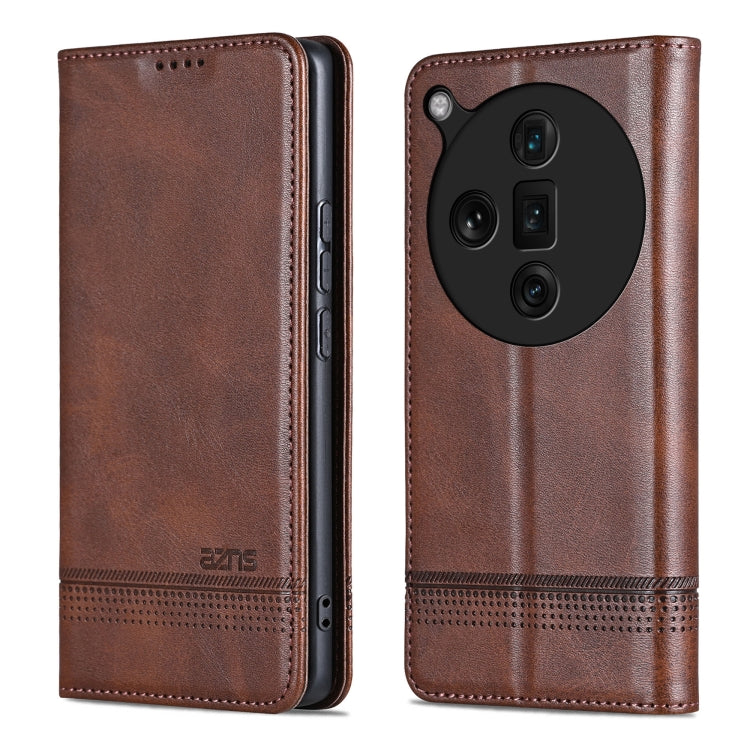 For OPPO Find X7 Ultra AZNS Magnetic Calf Texture Flip Leather Phone Case(Dark Brown) - OPPO Cases by AZNS | Online Shopping UK | buy2fix