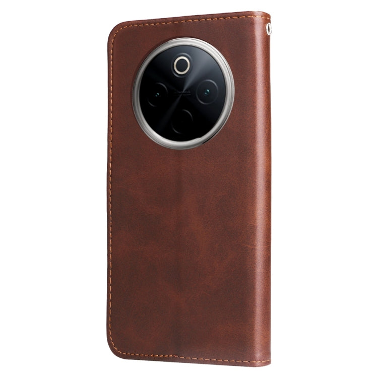 For OnePlus 13 Fashion Calf Texture Zipper Leather Phone Case(Brown) - OnePlus Cases by buy2fix | Online Shopping UK | buy2fix