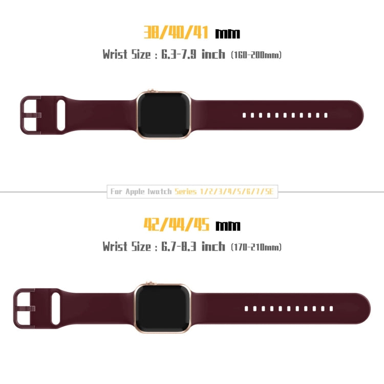 For Apple Watch Series 8 41mm Pin Buckle Silicone Watch Band(Wine Red) - Watch Bands by buy2fix | Online Shopping UK | buy2fix