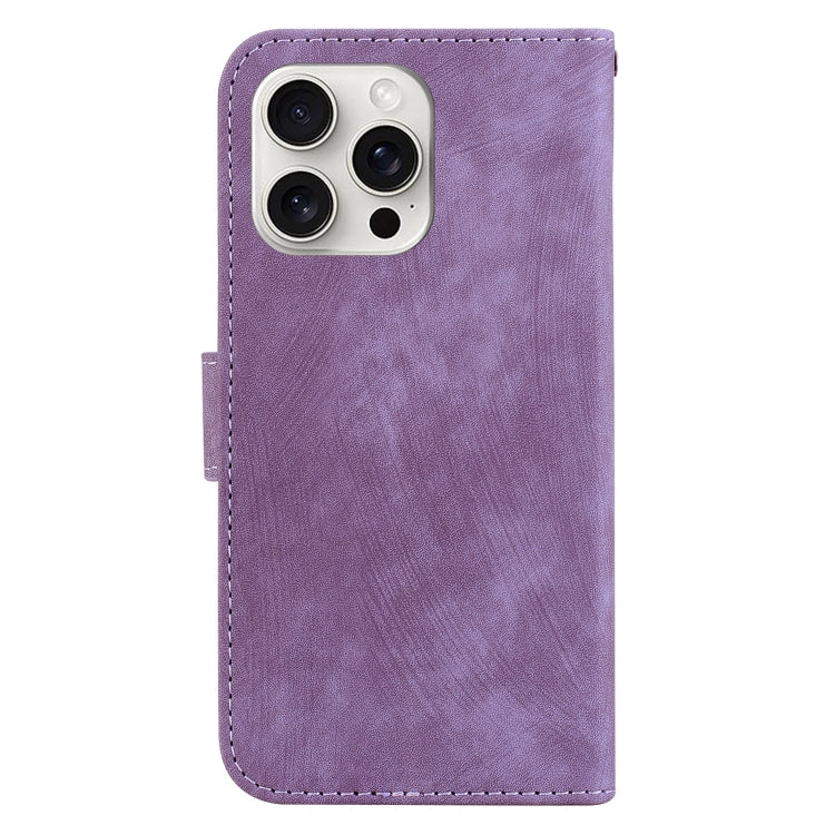 For iPhone 16 Pro Little Tiger Embossed Leather Phone Case(Purple) - iPhone 16 Pro Cases by buy2fix | Online Shopping UK | buy2fix