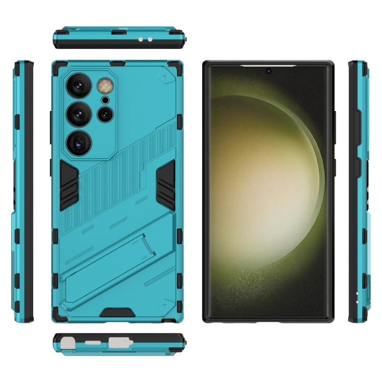 For Samsung Galaxy S24 Ultra 5G Punk Armor 2 in 1 PC + TPU Shockproof Phone Case with Invisible Holder(Blue) - Galaxy S24 Ultra 5G Cases by buy2fix | Online Shopping UK | buy2fix