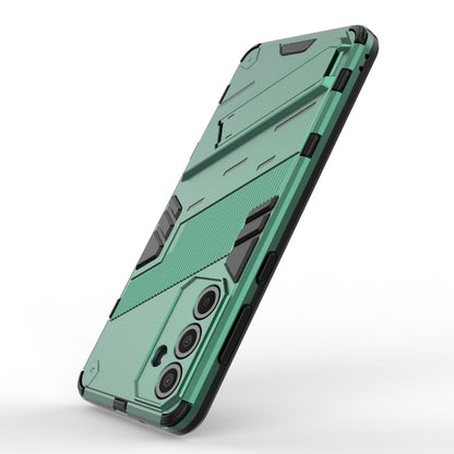 For Samsung Galaxy M55 5G Punk Armor 2 in 1 PC + TPU Shockproof Phone Case with Invisible Holder(Green) - Galaxy Phone Cases by buy2fix | Online Shopping UK | buy2fix