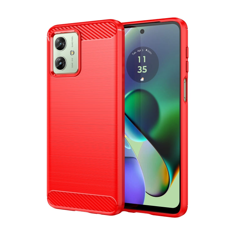 For Motorola Moto G54 Global Brushed Texture Carbon Fiber TPU Phone Case(Red) - Motorola Cases by buy2fix | Online Shopping UK | buy2fix