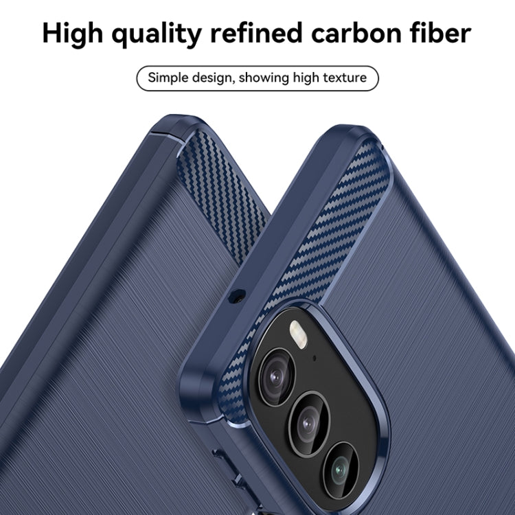 For Motorola Edge 30 Pro Brushed Texture Carbon Fiber TPU Phone Case(Blue) - Motorola Cases by buy2fix | Online Shopping UK | buy2fix