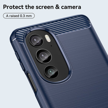 For Motorola Edge 30 Pro Brushed Texture Carbon Fiber TPU Phone Case(Blue) - Motorola Cases by buy2fix | Online Shopping UK | buy2fix