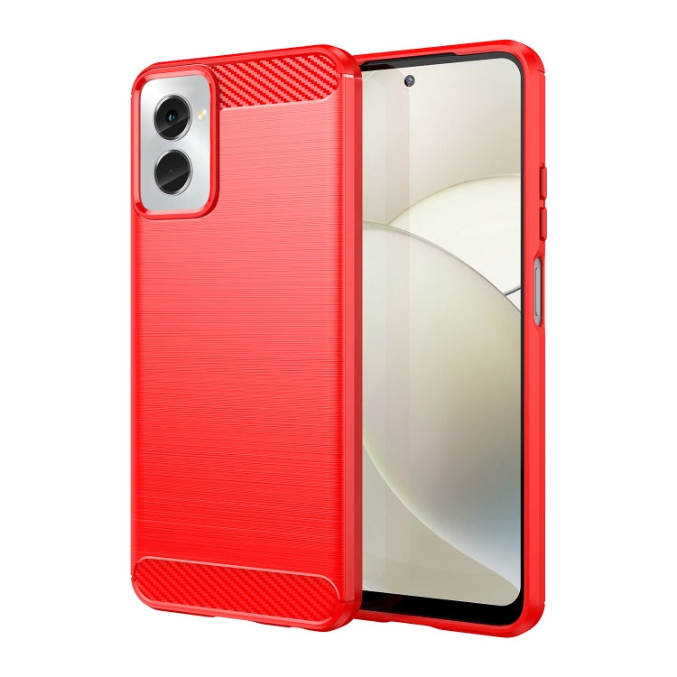 For Motorola Moto G Power 2024 Brushed Texture Carbon Fiber TPU Phone Case(Red) - Motorola Cases by buy2fix | Online Shopping UK | buy2fix