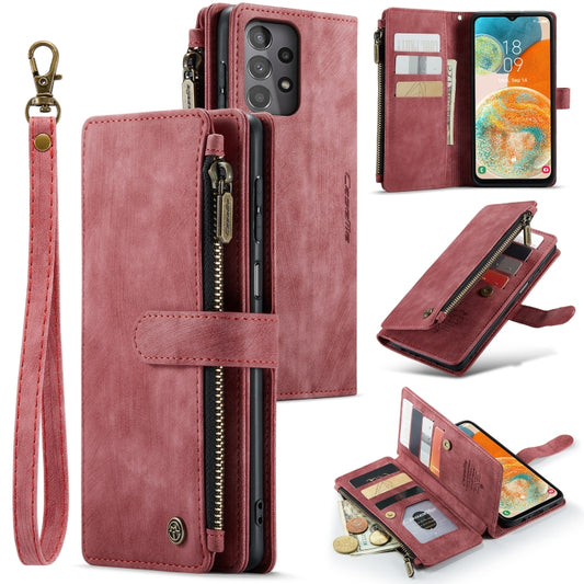 For Samsung Galaxy A23 CaseMe C30 Card Slots Zipper Wallet Leather Phone Case(Red) - Galaxy Phone Cases by CaseMe | Online Shopping UK | buy2fix