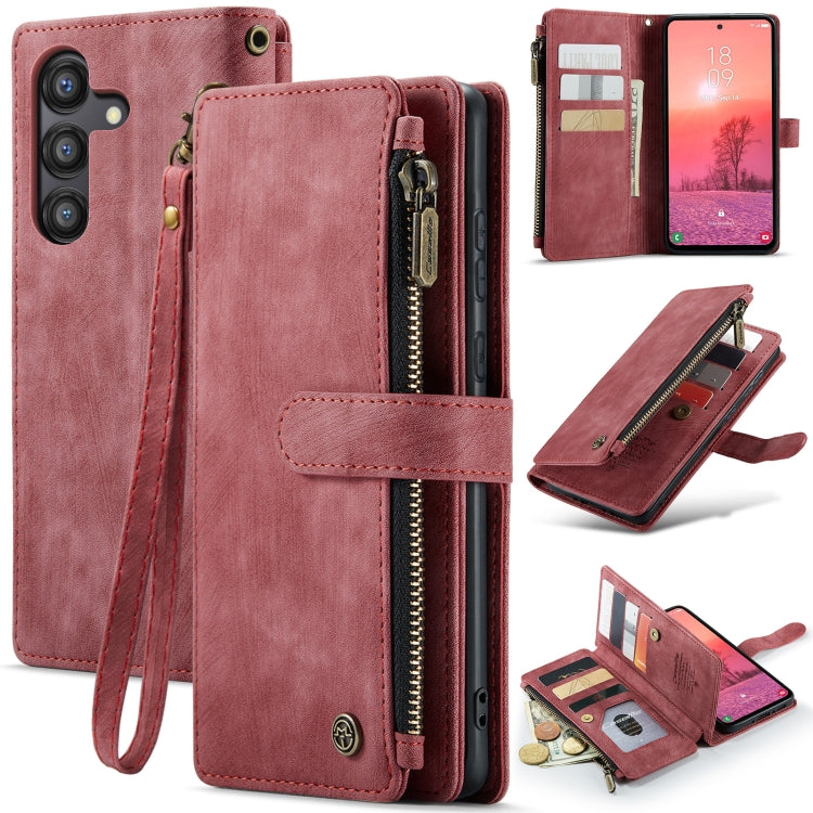 For Samsung Galaxy A35 5G CaseMe C30 Card Slots Zipper Wallet Leather Phone Case(Red) - Galaxy Phone Cases by CaseMe | Online Shopping UK | buy2fix