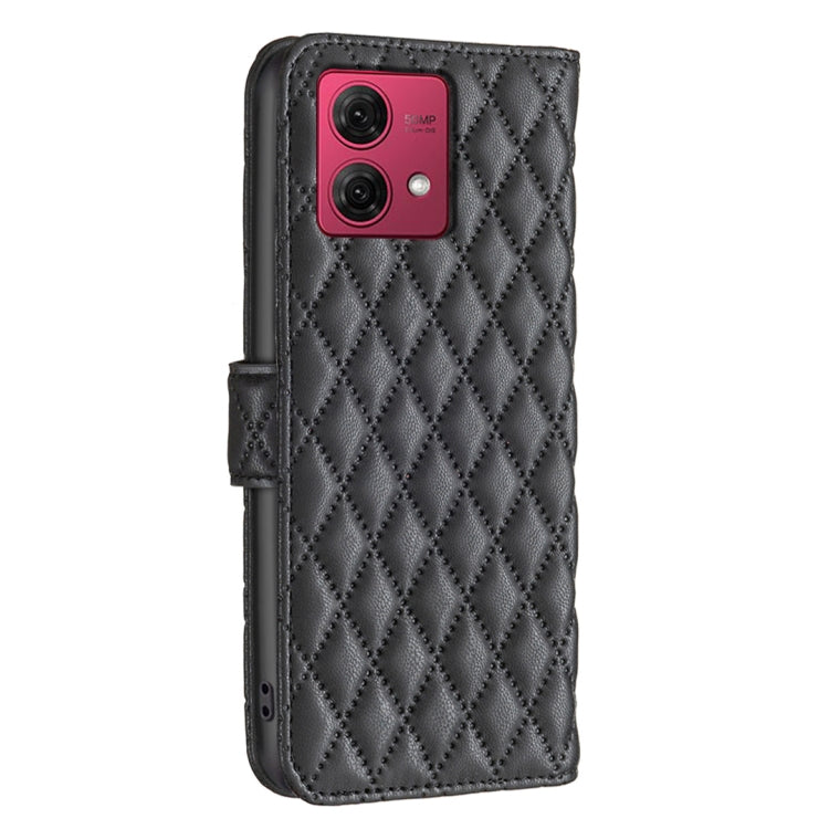 For Motorola Moto G84 Diamond Lattice Wallet Flip Leather Phone Case(Black) - Motorola Cases by buy2fix | Online Shopping UK | buy2fix