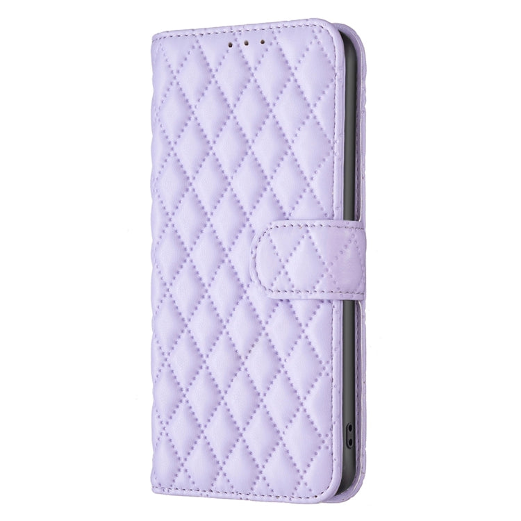 For Motorola Moto G Play 2024 Diamond Lattice Wallet Flip Leather Phone Case(Purple) - Motorola Cases by buy2fix | Online Shopping UK | buy2fix