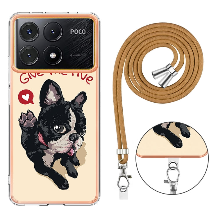 For Xiaomi Redmi K70E Electroplating Dual-side IMD Phone Case with Lanyard(Lucky Dog) - K70E Cases by buy2fix | Online Shopping UK | buy2fix