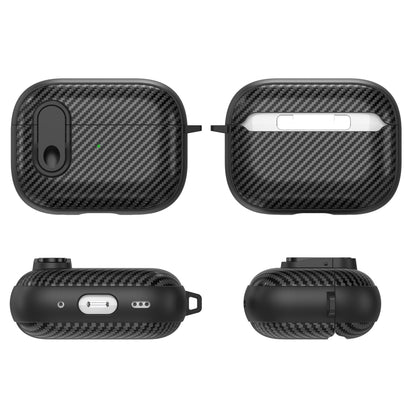 For AirPods 3 Carbon Fiber Texture Wireless Earphones Case with Security Lock(Black) - For AirPods 3 by buy2fix | Online Shopping UK | buy2fix