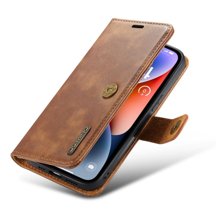 For iPhone 15 DG.MING Crazy Horse Texture Detachable Magnetic Leather Phone Case(Brown) - iPhone 15 Cases by DG.MING | Online Shopping UK | buy2fix