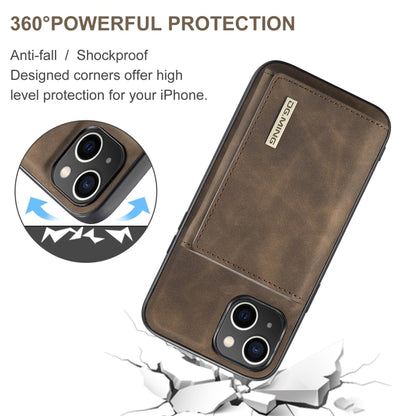 For iPhone 15 DG.MING M1 Series 3-Fold Multi Card Wallet Leather Phone Case(Coffee) - iPhone 15 Cases by DG.MING | Online Shopping UK | buy2fix