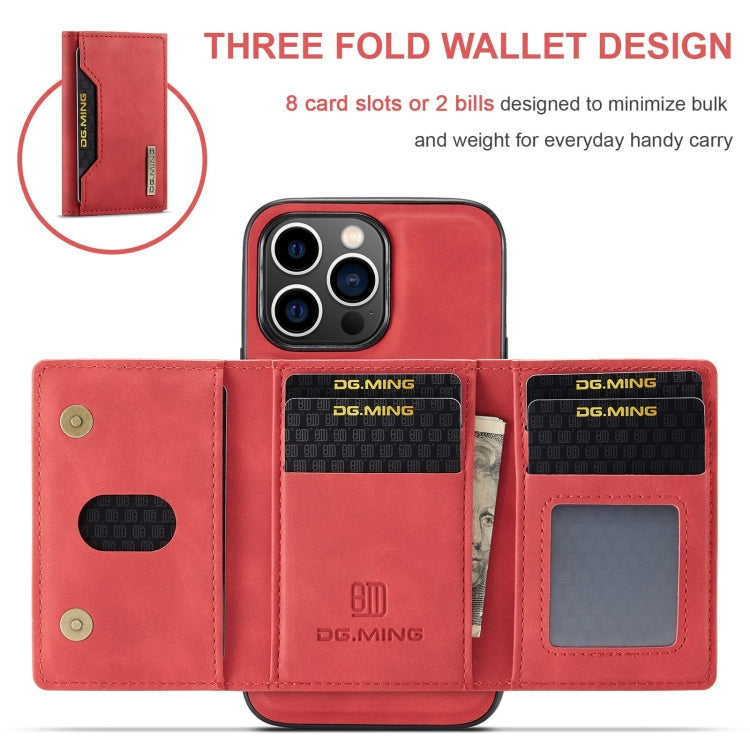 For iPhone 15 Pro Max DG.MING M2 Series 3-Fold Card Bag Wallet Leather Phone Case(Red) - iPhone 15 Pro Max Cases by DG.MING | Online Shopping UK | buy2fix