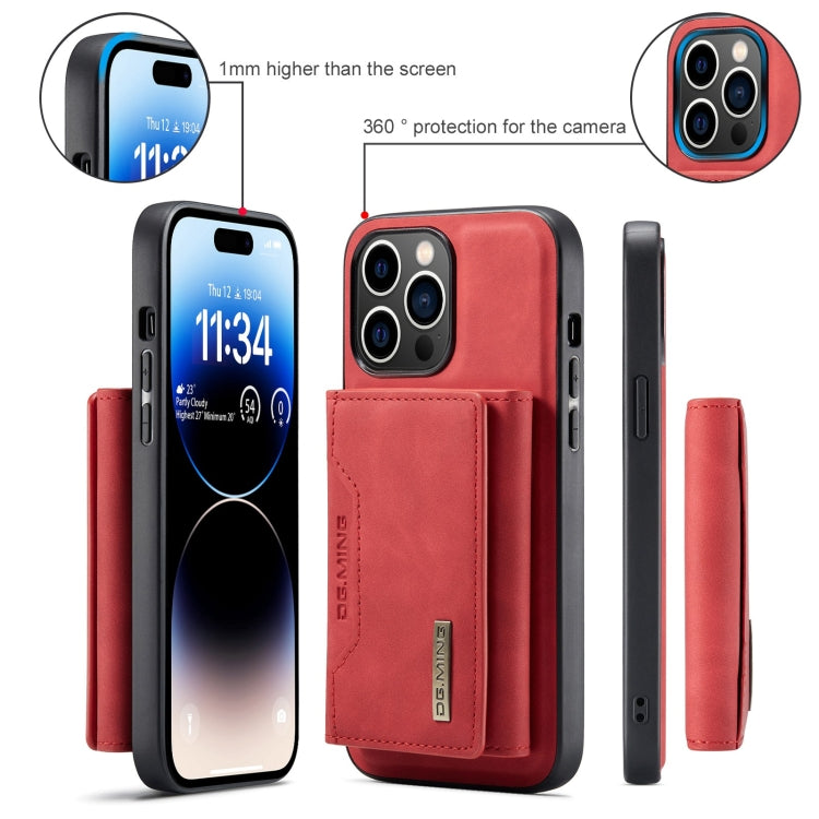 For iPhone 15 Pro Max DG.MING M2 Series 3-Fold Card Bag Wallet Leather Phone Case(Red) - iPhone 15 Pro Max Cases by DG.MING | Online Shopping UK | buy2fix