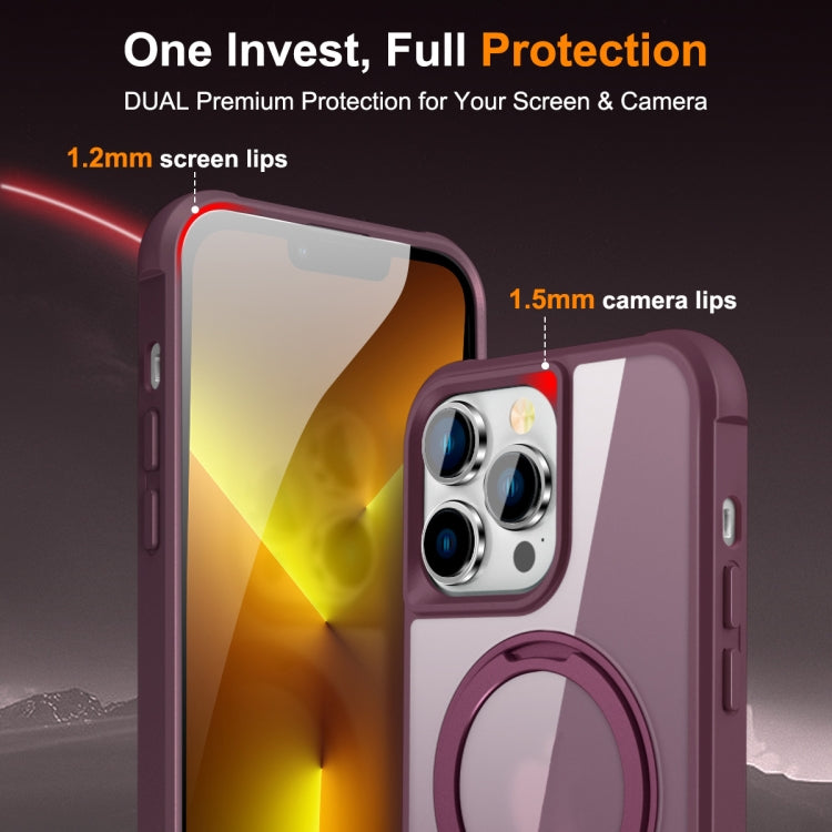 For iPhone 13 Pro MagSafe Magnetic Rotating Holder Phone Case(Wine Red) - iPhone 13 Pro Cases by buy2fix | Online Shopping UK | buy2fix