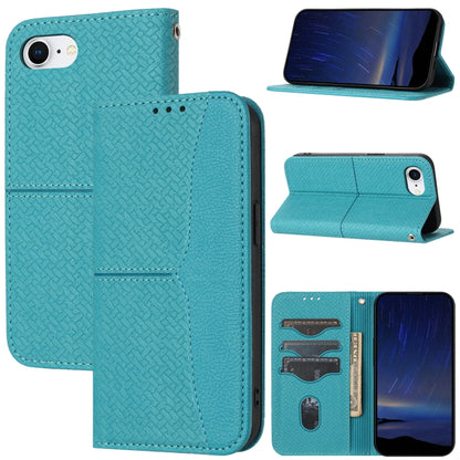 For iPhone SE 2024 Woven Texture Stitching Magnetic Leather Phone Case(Blue) - More iPhone Cases by buy2fix | Online Shopping UK | buy2fix