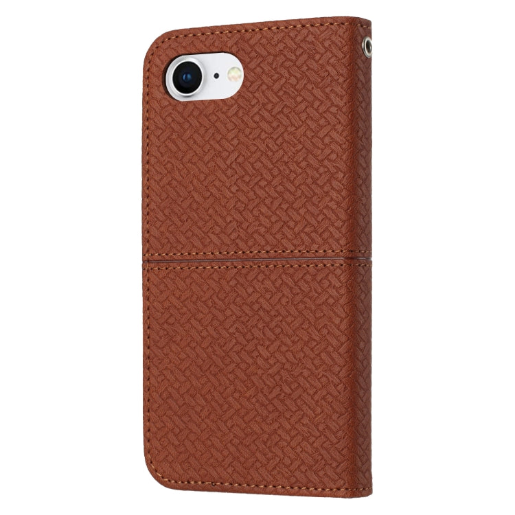 For iPhone SE 2024 Woven Texture Stitching Magnetic Leather Phone Case(Brown) - More iPhone Cases by buy2fix | Online Shopping UK | buy2fix