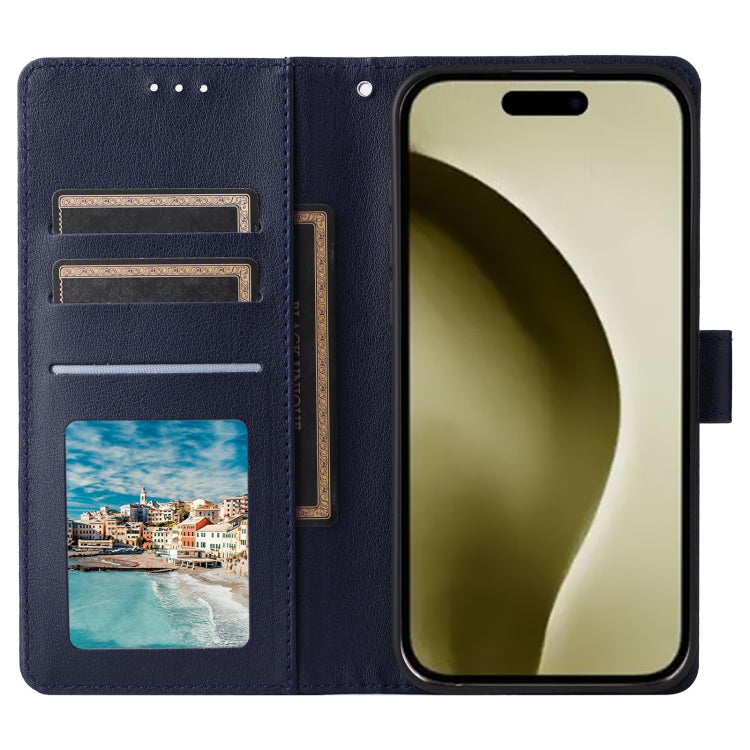 For iPhone 16 Pro Multifunctional Horizontal Flip Leather Phone Case with Three Card Slots(Blue) - iPhone 16 Pro Cases by buy2fix | Online Shopping UK | buy2fix