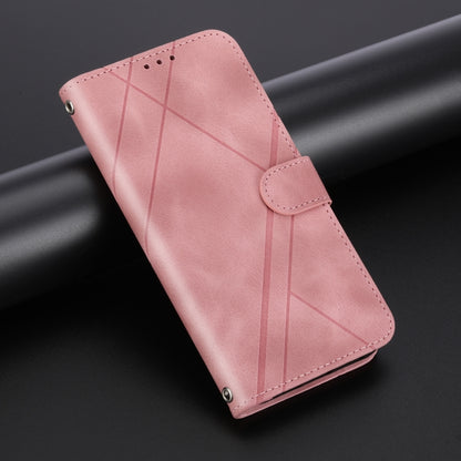 For iPhone SE 2024 Embossed Line Leather Phone Case with Lanyard(Pink) - More iPhone Cases by buy2fix | Online Shopping UK | buy2fix