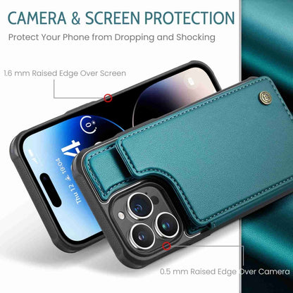 For iPhone 14 Pro Max CaseMe C22 Card Slots Holder RFID Anti-theft Phone Case(Blue Green) - iPhone 14 Pro Max Cases by CaseMe | Online Shopping UK | buy2fix