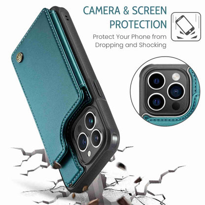 For iPhone 14 Pro Max CaseMe C22 Card Slots Holder RFID Anti-theft Phone Case(Blue Green) - iPhone 14 Pro Max Cases by CaseMe | Online Shopping UK | buy2fix