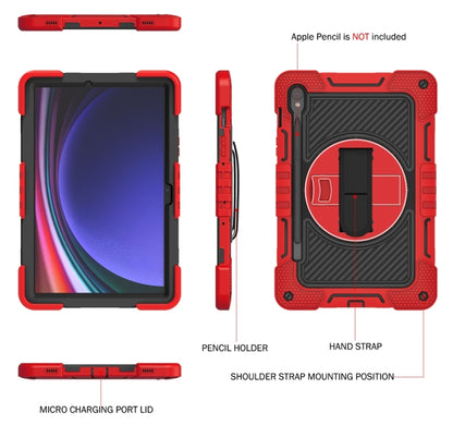 For Samsung Galaxy Tab S9 360 Degree Rotation PC Contrast Silicone Tablet Case(Red + Black) - Galaxy Tab S9 Cases by buy2fix | Online Shopping UK | buy2fix