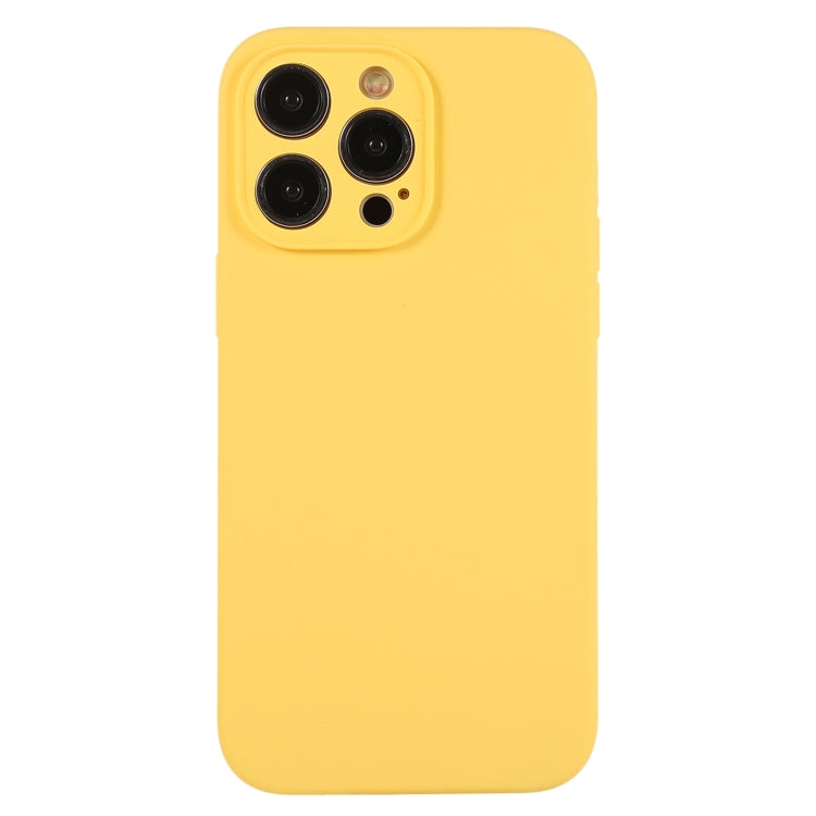 For iPhone 12 Pro Max Pure Color Liquid Silicone Fine Pore Phone Case(Yellow) - iPhone 12 Pro Max Cases by buy2fix | Online Shopping UK | buy2fix