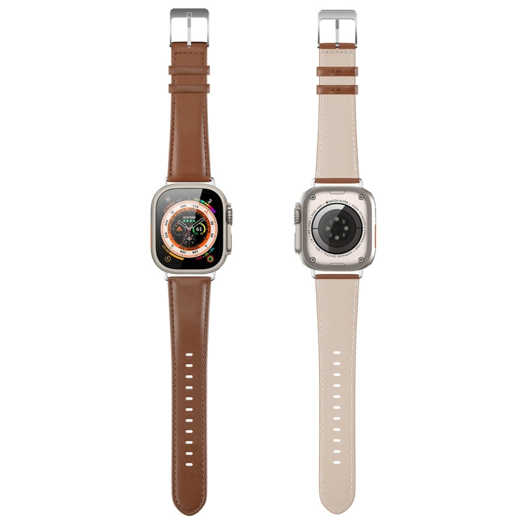 For Apple Watch 7 41mm DUX DUCIS YS Series Genuine Leather Watch Band(Brown) - Watch Bands by DUX DUCIS | Online Shopping UK | buy2fix